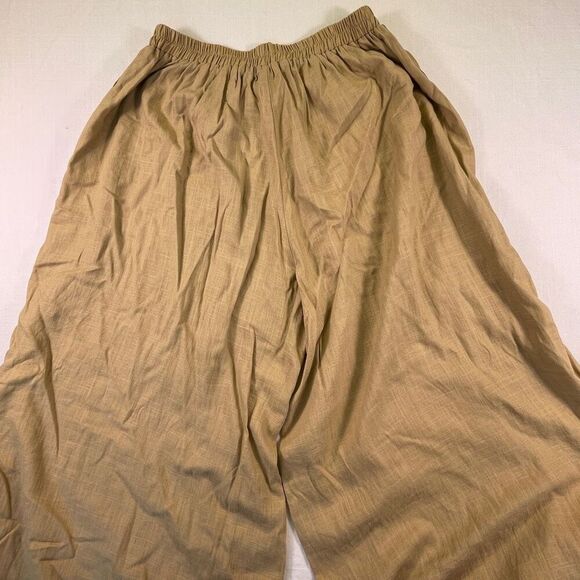 JMP The Label Tan Rayon Blend High Waisted Buttoned Wide Leg Pants Medium - Picture 7 of 11
